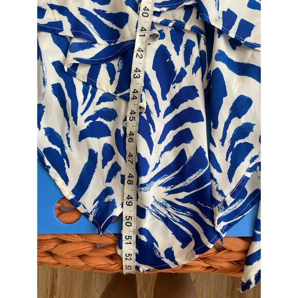 ALEXIS for Target Blue Botanical Tie Strap Asymmetrical Hem Dress Size Medium - Picture 15 of 15